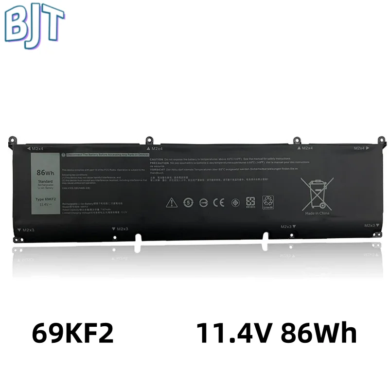 

New 11.4V 86Wh 69KF2 Laptop Battery for Dell Alienware M15 M17 R3 P45E 2020 XPS 15 9500 Vostro 7620 Precision 5550 P91F 8FCTC