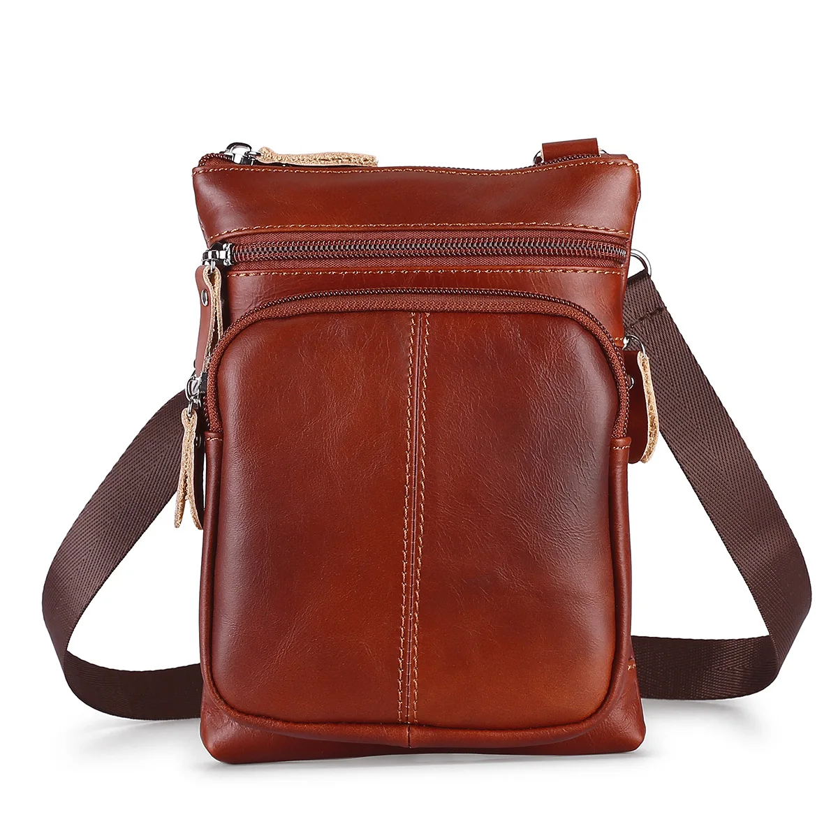 

Shoulder bag, genuine leather men's bag, business casual men's crossbody bag, retro cowhide small bag, top layer cowhide