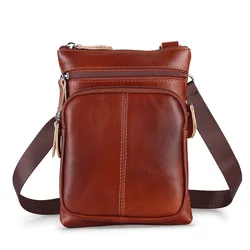 Shoulder bag, genuine leather men's bag, business casual men's crossbody bag, retro cowhide small bag, top layer cowhide