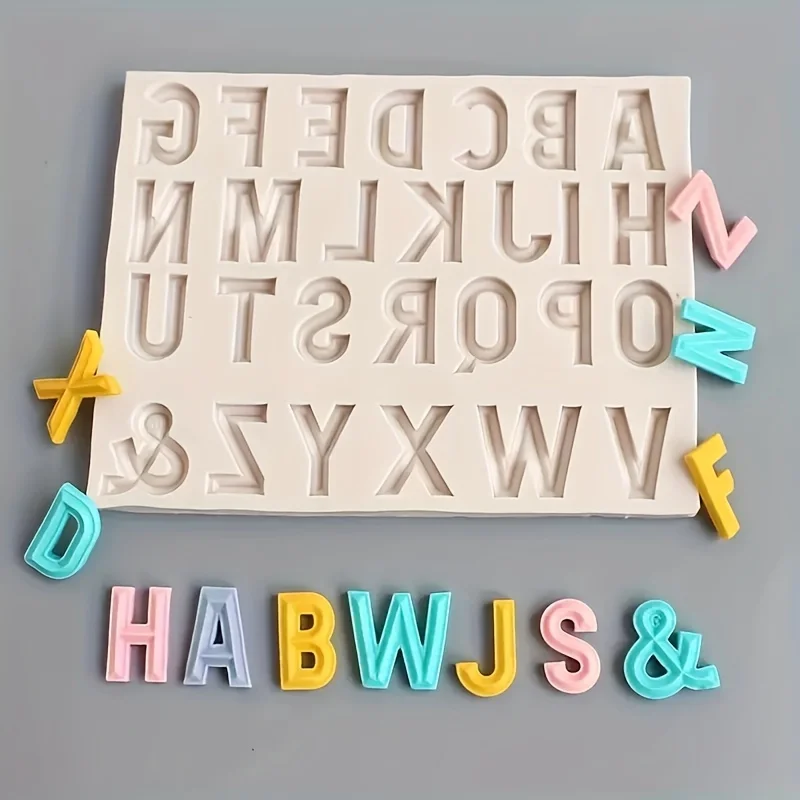 2pcs Capital Letter Fondant Silicone Mold, Letter 0-9 Pendant Chocolate Cake Decoration Silicone Molds for Birthday Party, Candy view 5