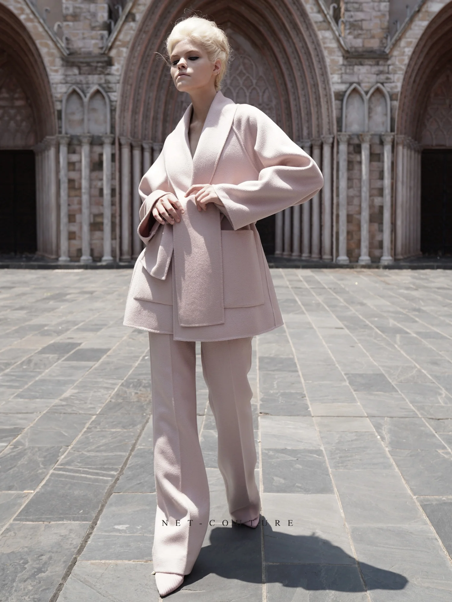 

Двусторонние шерстяные брюки прямого кроя MAISON XU цвета камелии для женщин, осенне-зимние, модные, в британском стиле, длинные брюки