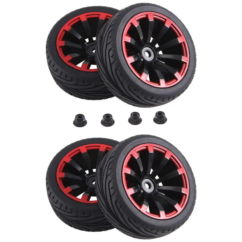 

A71Z 4 шт. 12 мм шестигранные колесные диски и наружный диаметр 2,59 дюйма резиновые шины для RC 1/10 дорожного туристического автомобиля