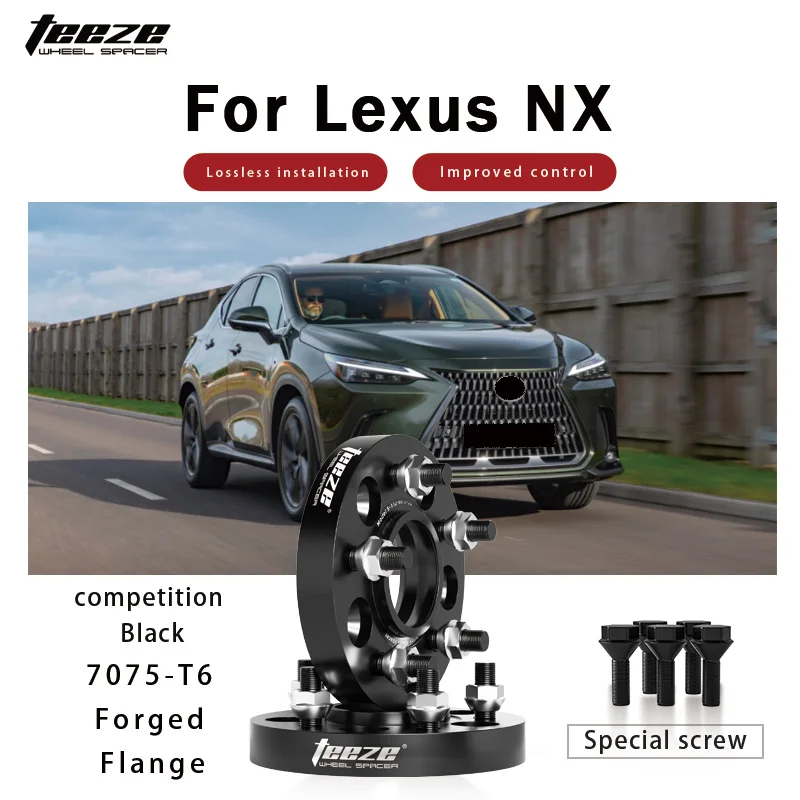 

Teeze 2/4pcs 5x114.3 60.1 M12x1.5/14x1.5 Hub Centric Black Forged wheel spacer For Lexus NX Flange Plate 15/20/25/30/35mm