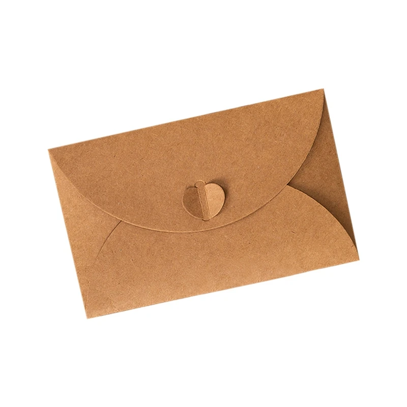 

100Pcs Kraft Mini Envelopes Retro Love Kraft Paper For Gift Cards And Business Cards 17.5X11cm