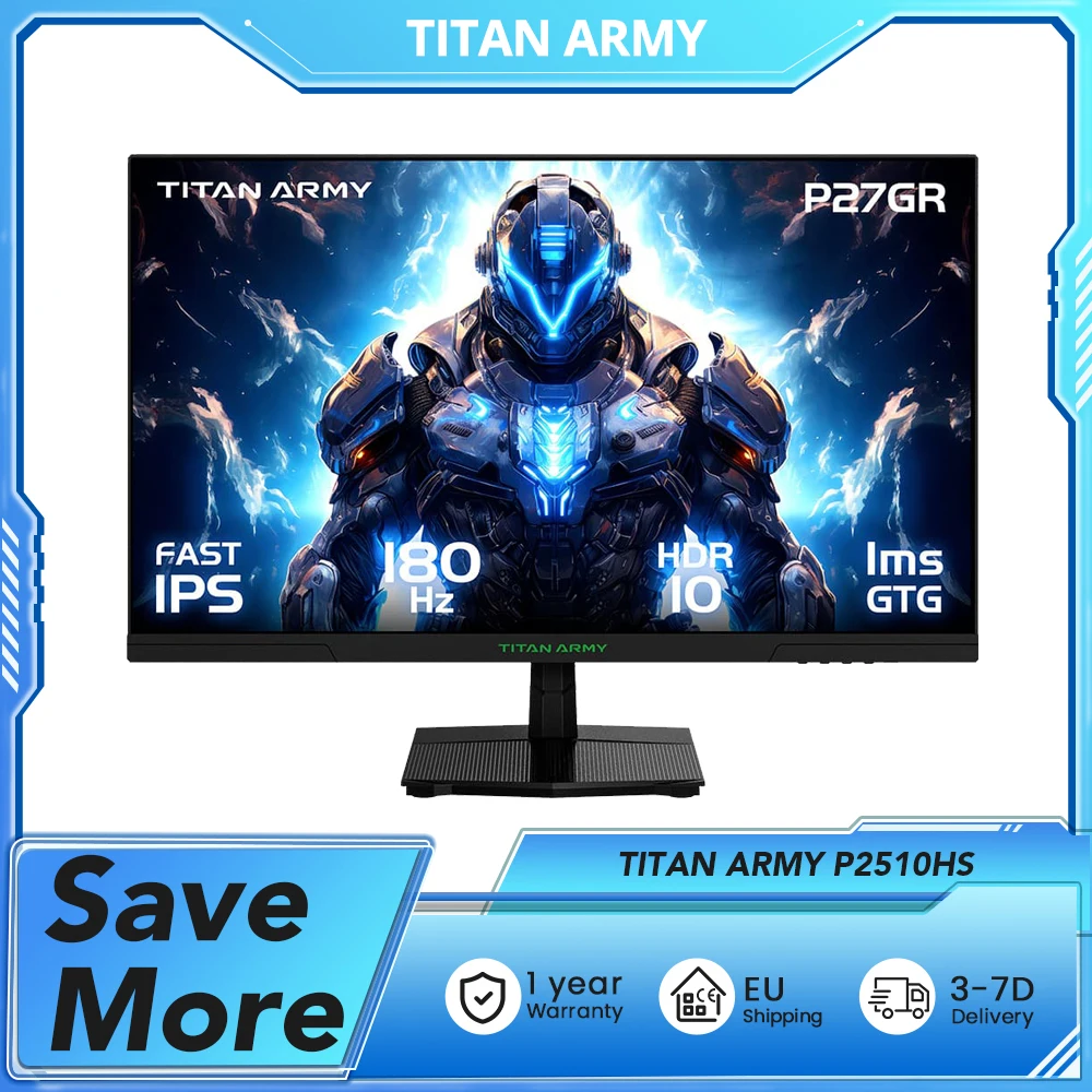 شاشة ألعاب TITAN ARMY P27GR، شاشة IPS سريعة 27 بوصة 2560*1440 16:9، معدل تحديث 180 هرتز، 1 مللي ثانية GTG، HDR10، تركيب على الحائط VESA #1