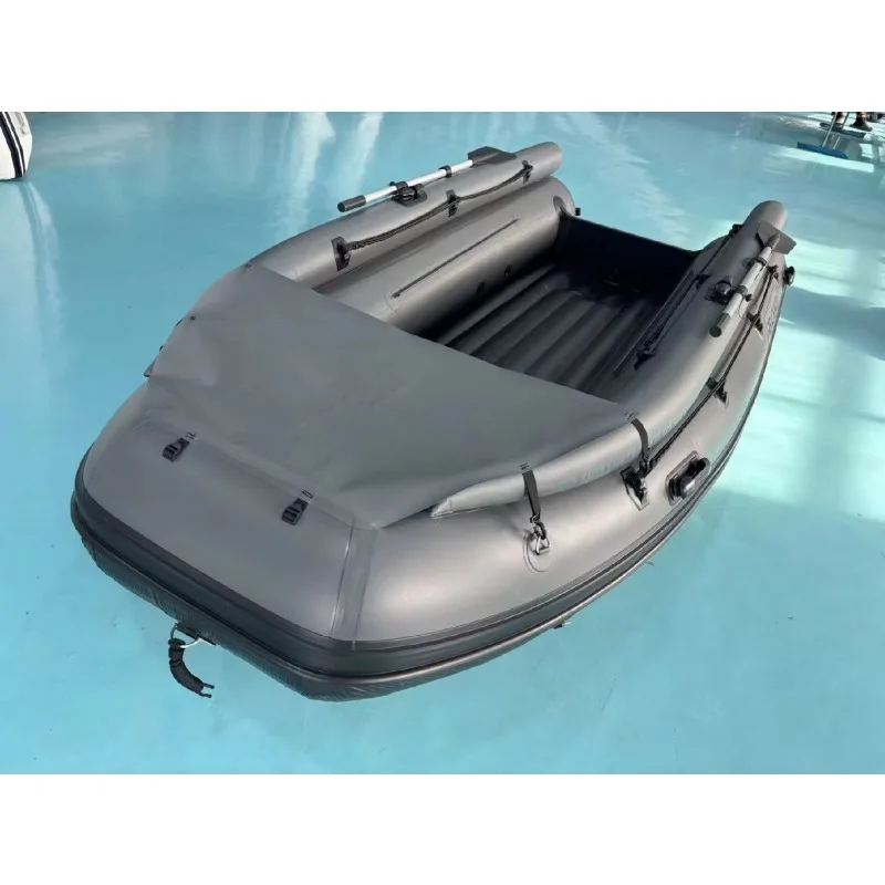 Reachsea Dark Gray Color Jet PVC Tunnel Air Deck Blow-Up Boat 12.5ft 6 People with Canopy for Sale view 3