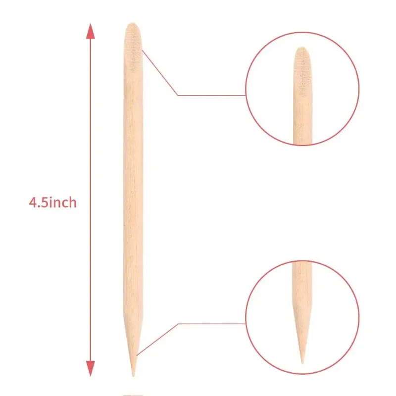 100 500 Stuks Oranje Houten Nagelsticks Dubbele Hoofd Cuticle Pusher Remover Pedicure Manicure Gereedschap 11.5 Cm Professionele Salon Benodigdheden