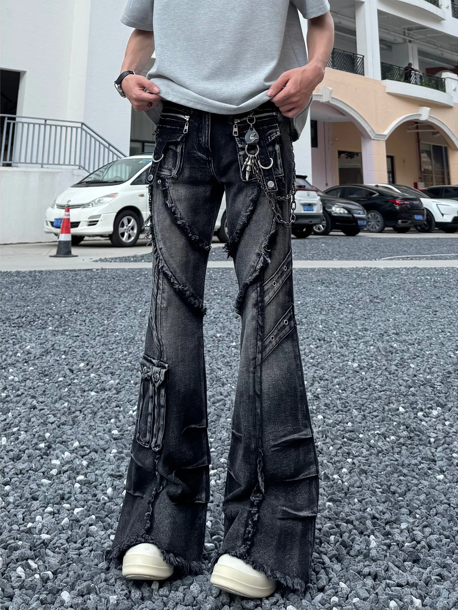 

Повседневные утягивающие прямые джинсы с высокой талией в стиле хип-хоп, уличные износостойкие удобные джинсы для подростков