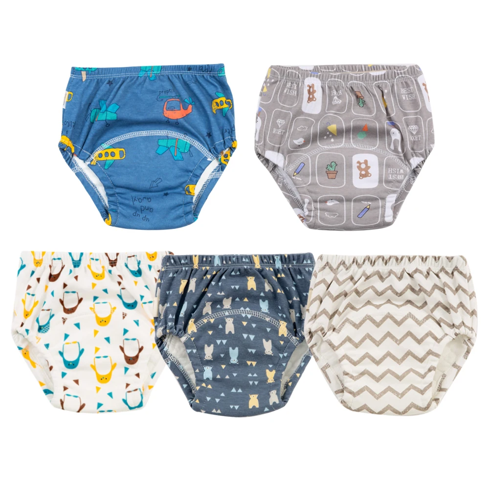 5 stks/partij Baby Katoenen Trainingsbroek Slipje 6 Layer Waterdichte Doek Luiers Herbruikbare Toolder Luiers Luier Baby Ondergoed