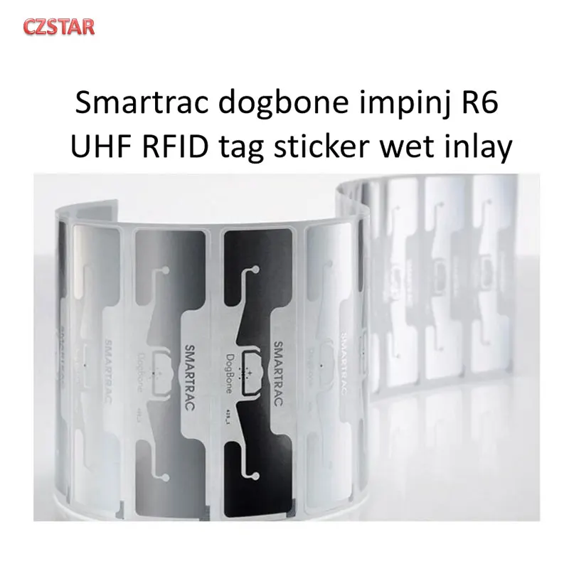 Czstar 100 sztuk doskonała wydajność Smartrac DogBone RFID uhf tag M750 Impinj R6 daleki zasięg RFID uhf tag naklejka mokra wkładka