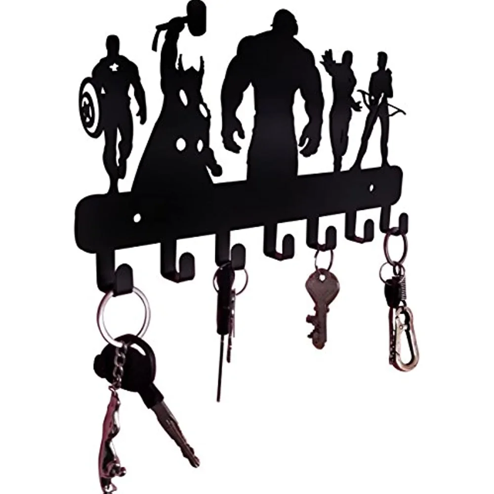 HeavenlyKraft Superheros Wall Mounted Metal Key Holder, Key Organizer, Metal Key Hook, 10.6 X 7.5 X 1 INCH
