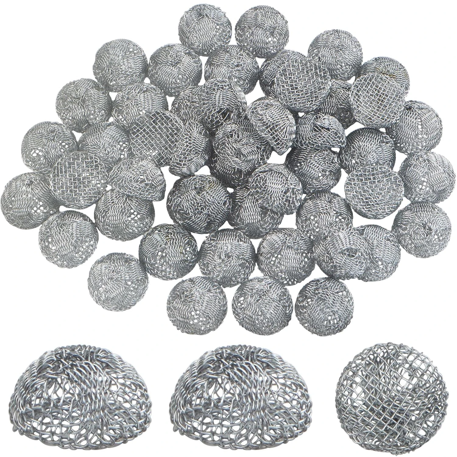 

50 Pieces Diameter Pipe Screen Filters Metal Sieve Filter Clean Screens Small Semi-Circular Bowl Mesh Wire Balls