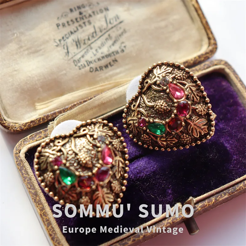 Vintage Earrings Mid-Ancient Antique Jewelry Colored Glaze Czech Diamond Earrings