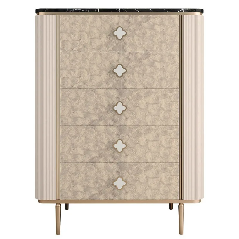 Cómoda de lujo ligero con cajones, estilo moderno y sencillo para sala de estar o dormitorio, color blanco marfil, mueble bajo, longitud 120 cm, ancho 40 cm, altura 77 cm