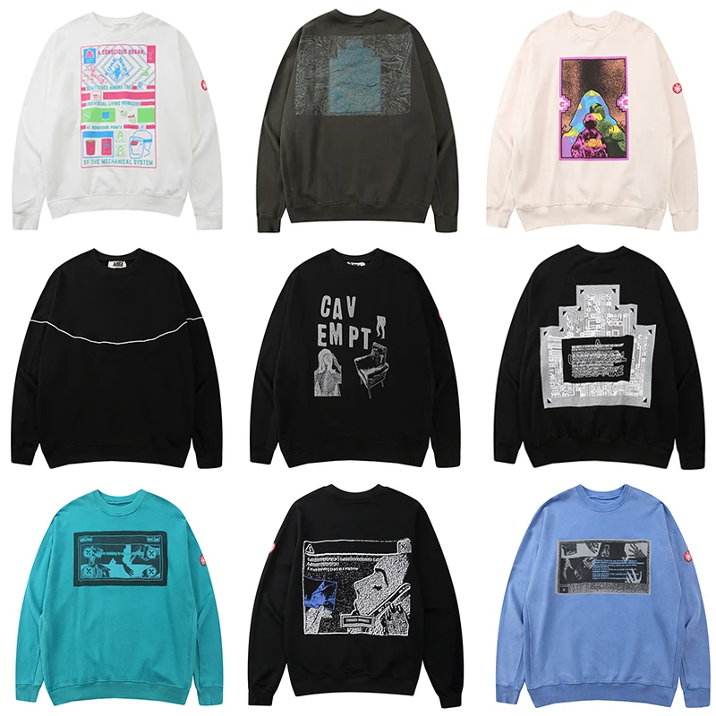 Cavempt Japan fashion Fashion Brand Cav Empt Ce Hoodie round Neck Tokyo Retro Heavy Bottoming Shirt Men and Women Couple