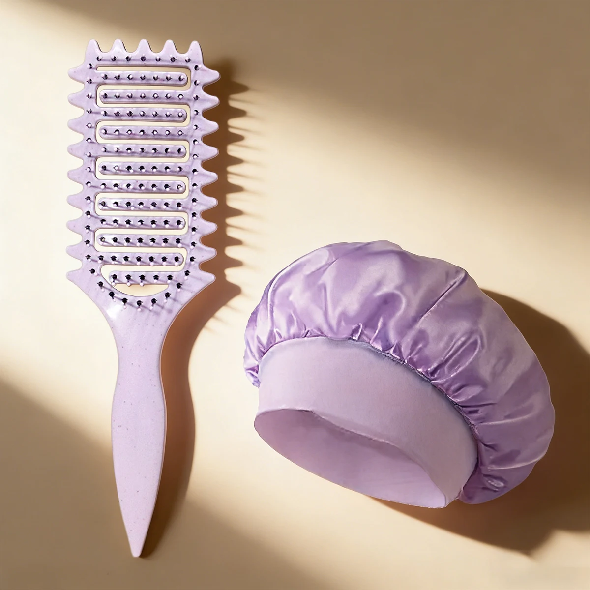2pcs hair comb set - hollowed out styling comb, comfortable sleeping hair cap, anti-static,special for real hair wigs