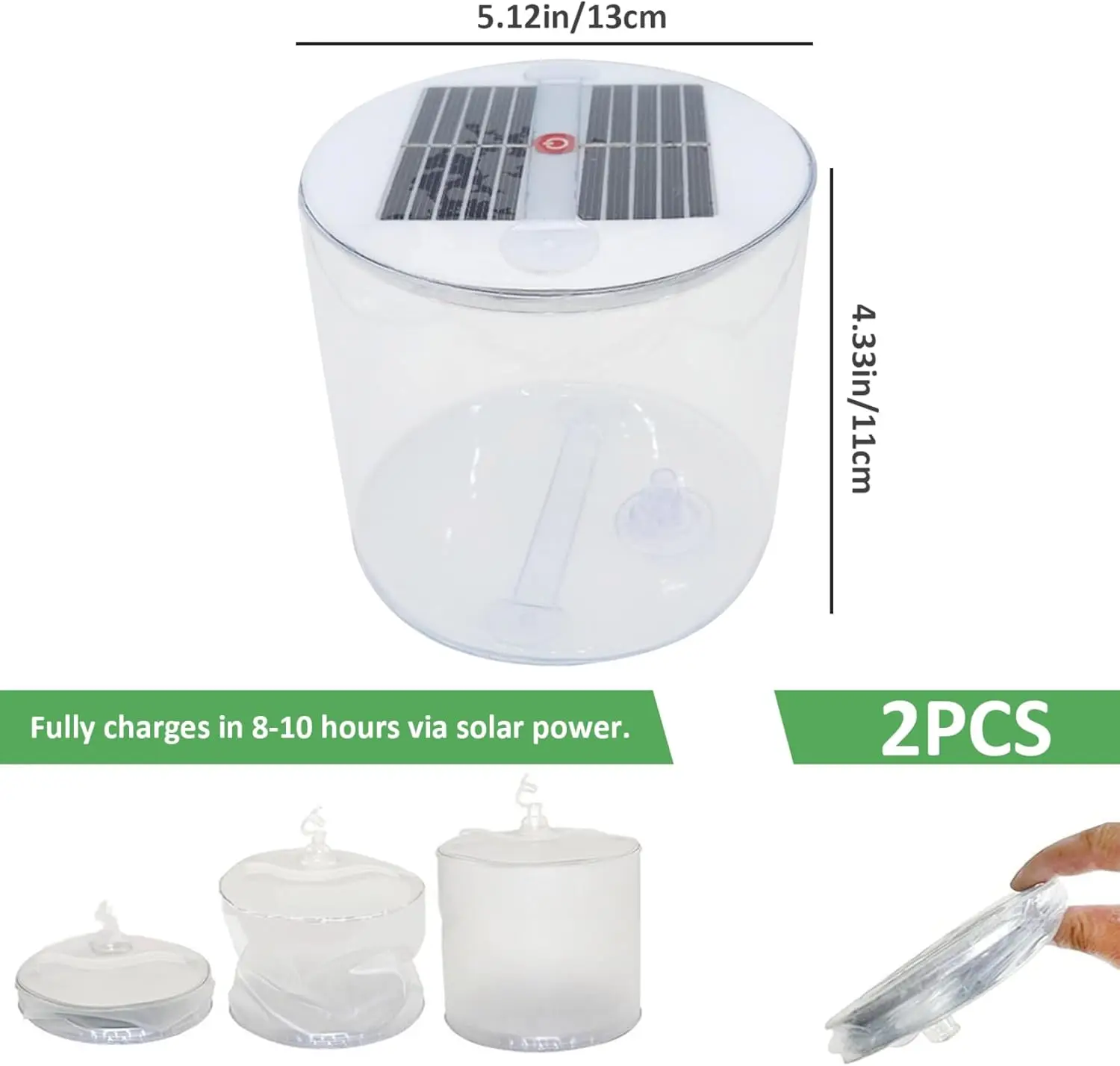 فانوس شمسي قابل للنفخ مقاوم للماء ، فانوس تخييم بإضاءة ليد بيضاء ، مصباح قابل للطي بمقبض ، ضوء طوارئ ، 2 * * #4