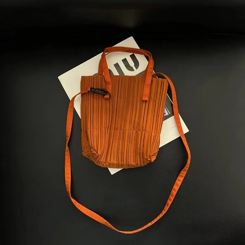 SMVP Pleated Solid Color Handbag Fashion Casual Original Design Creative Large Capacity Handbag 2025 New