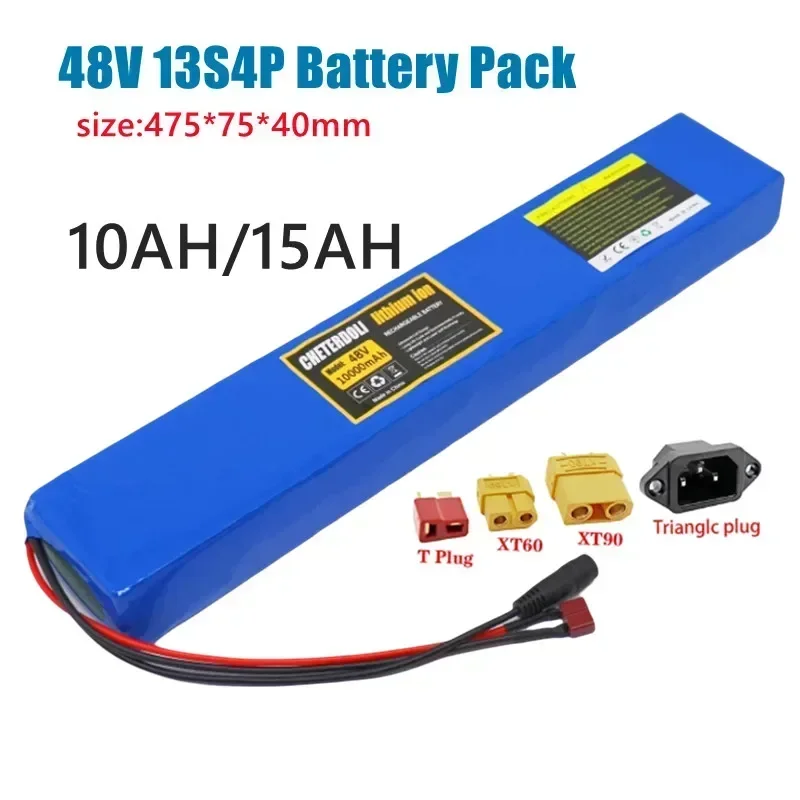 Pacote de bateria 48V12A 13S4P 18650, adequado para ferramentas elétricas móveis, com bateria recarregável embutida e dispositivo de proteção BMS