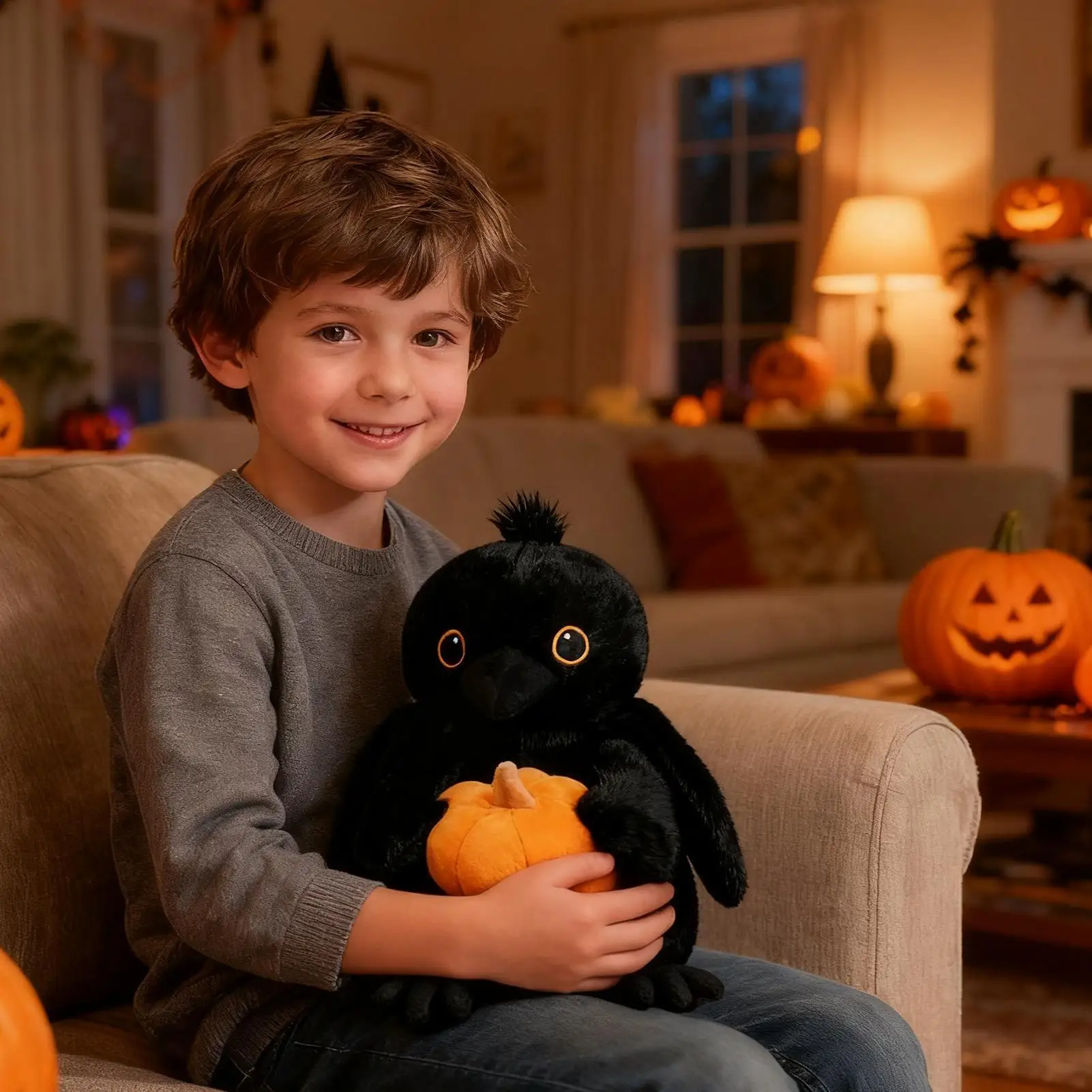 Halloween corvo brinquedo de pelúcia huggable travesseiro colecionável macio pelúcia boneca decoração para casa cadeira quarto sala estar