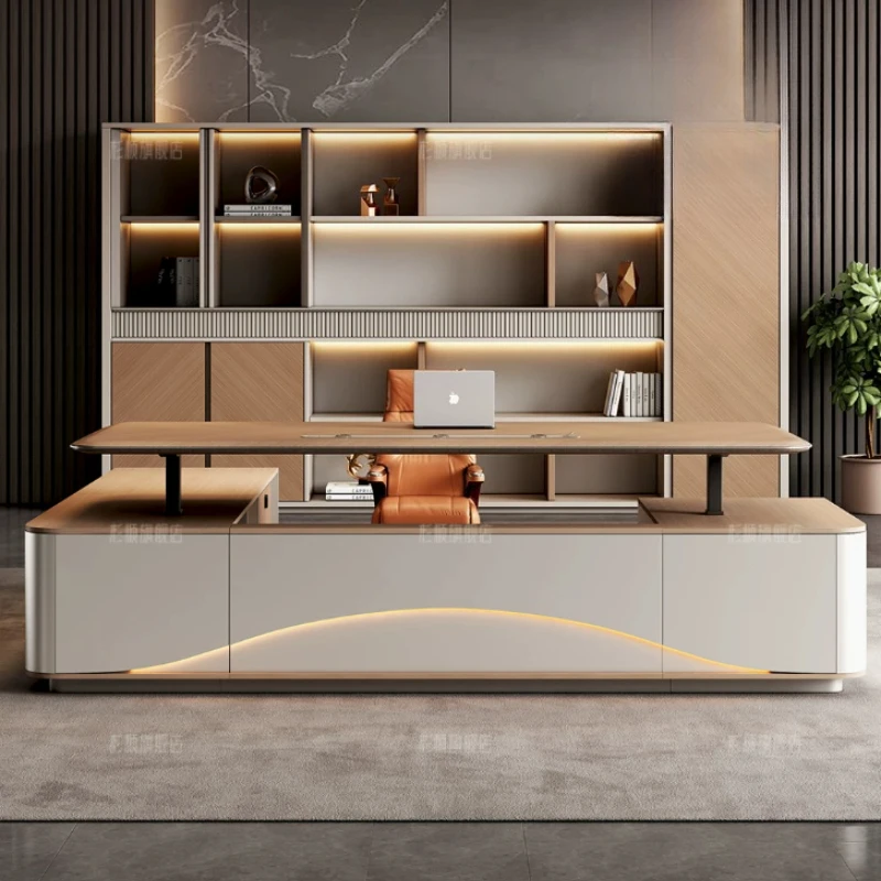 High-end Smart Electric Height Adjustable Executive Desk Modern Minimalist Boss Table President Office Workstation Furniture