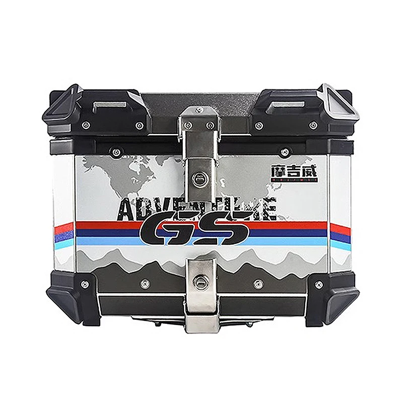 36L 45L 55L 65L Aluminum Motorcycle Box Rear Luggage Trunk Moto Top Case Helmet Key Lock Motorcycle Tail Box Suitcase