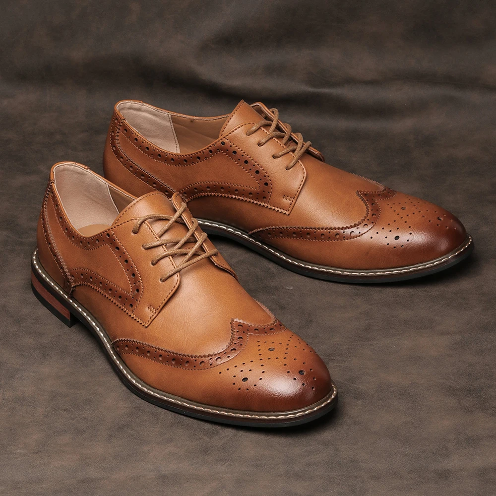 Herren-Anzugschuhe, hellbraune Anzugschuhe für Herren, Business-Herrenschuhe, Business-Büro-Stil, formeller Stil, Anzugsstil – Detail 6