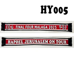 145*18 cm Size Hapoel Jerusalem FC Scarf for Fans Double-faced Knitted HY005