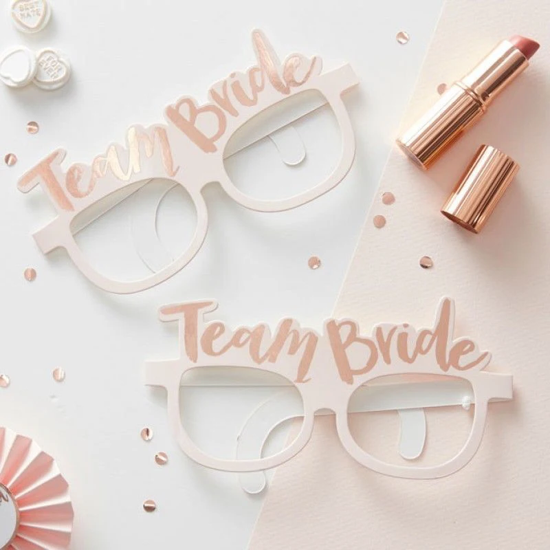 10pcs Rose Gold Bachelorette Party Paper Glasses Team Bride White Bride to be Hens Bachelor Party Wedding Decoration Supplies