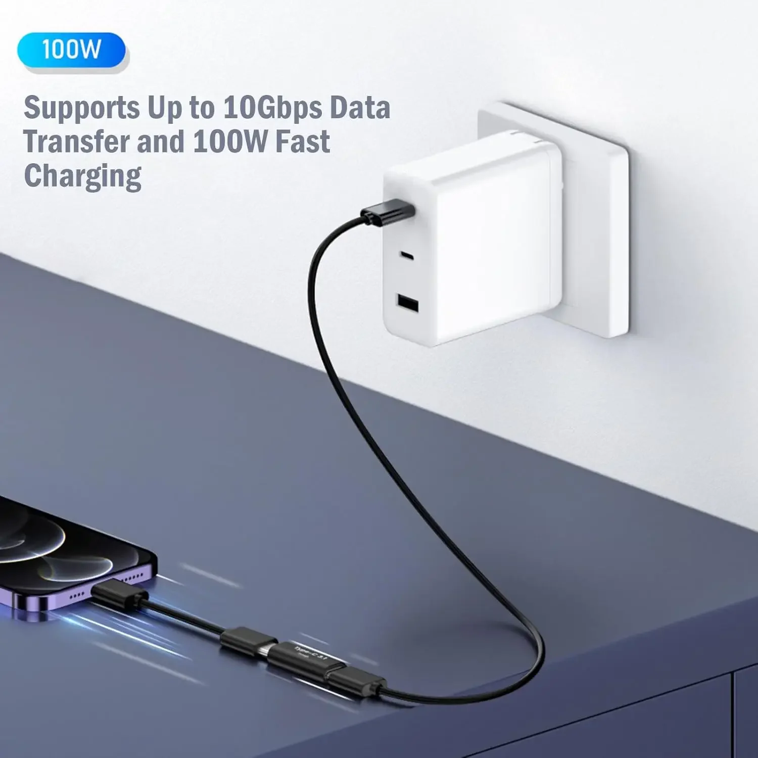 1 Pack USB C 3.1 Female to Female Adapter 10Gbps High Speed Extension Connector Laptop External Monitor Link