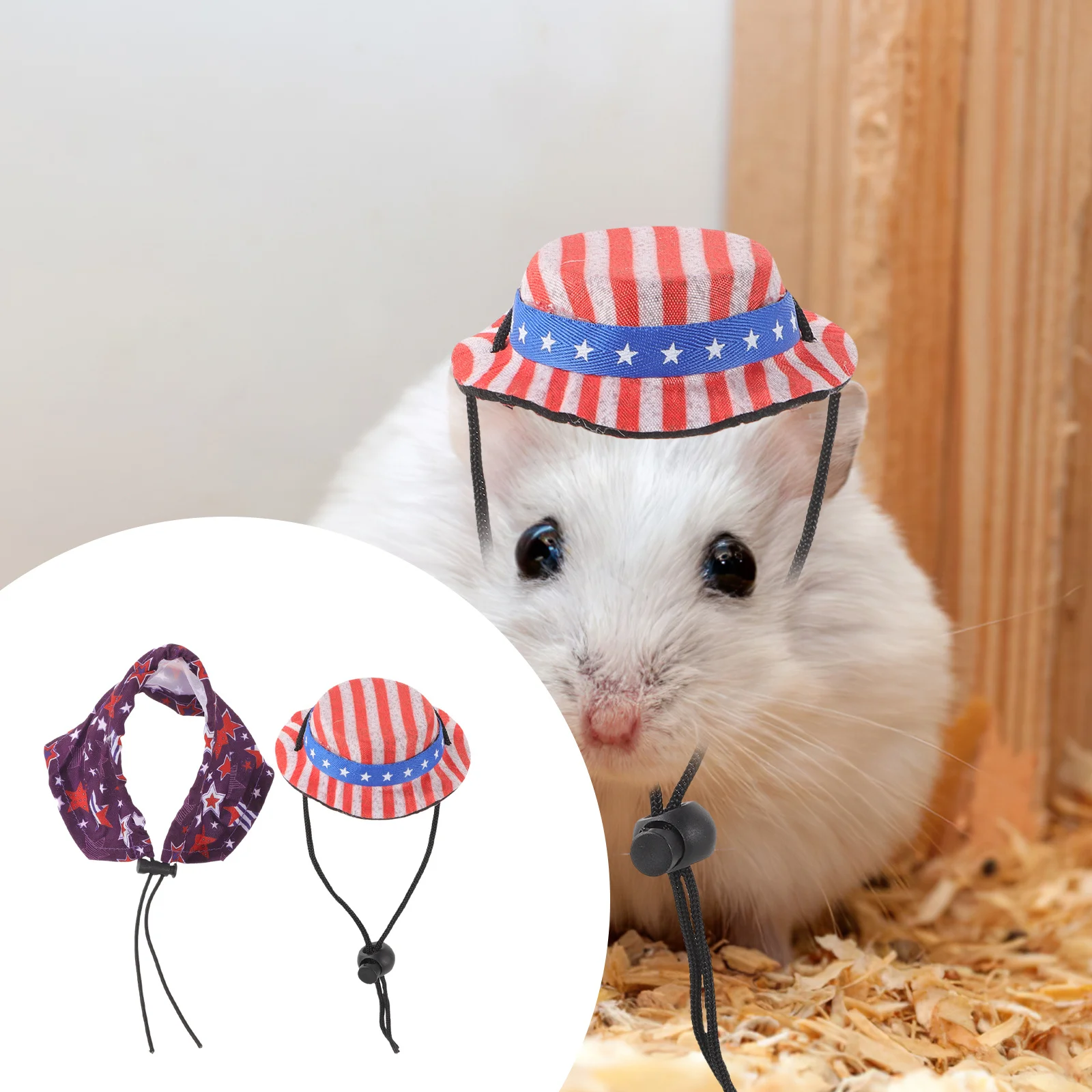 

1Set Mini Hat and Cloak for Small Pets Adjustable Lightweight Costume for Hamster Chinchilla Guinea Pig