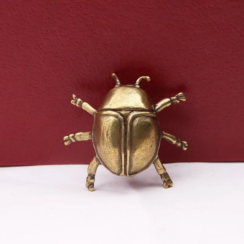 Brass Ladybug Small Ornament Pure Copper Mini Insect Home Tea Table Potted Plant Decoration Decorative Copper Craft Copper Piece