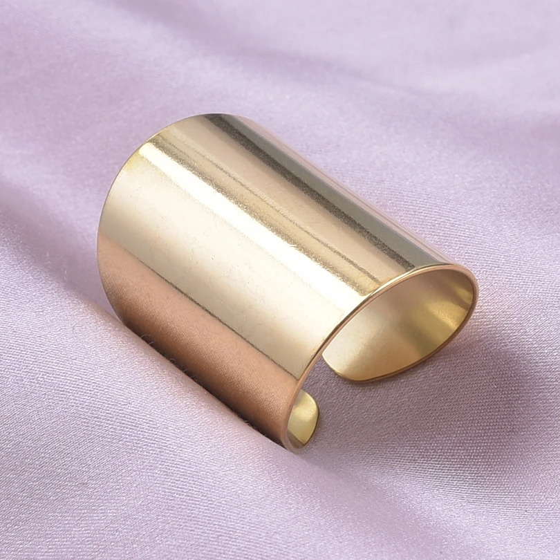 Chunky nierówności szeroki pierścień otwarte pierścienie ze stali nierdzewnej dla kobiet mężczyzn akcesoria indyjska biżuteria Vintage Finger Bague Femme prezent — zdjęcie 4