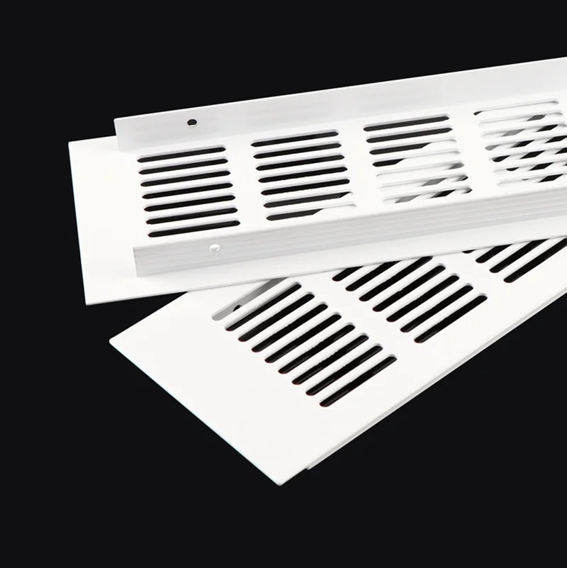 4Pcs White Powder Coating Rectangular Aluminum Cabinet Ventilation Grille For Optimal Cover