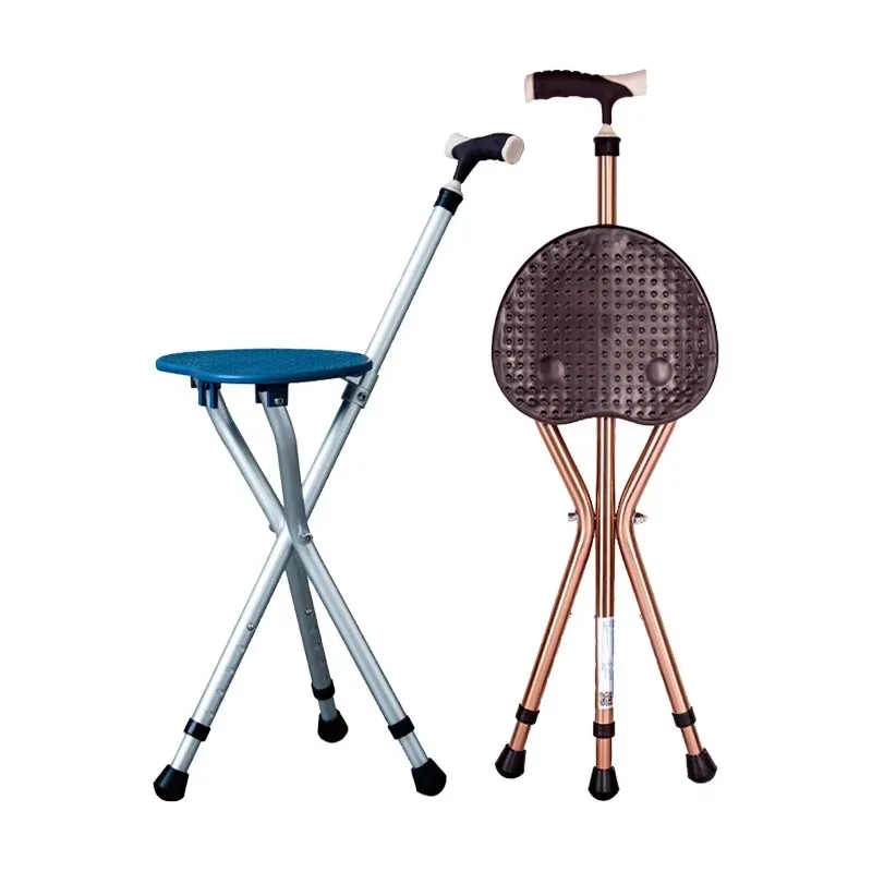 

Portable three-legged cane stool with seat for the elderly