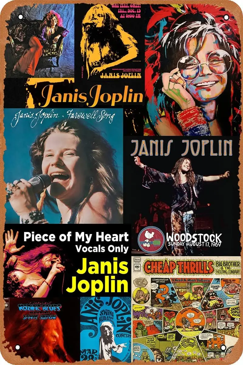 Janis Joplin Poster Vintage Tin Sign Metal Poster 8x12 Inch