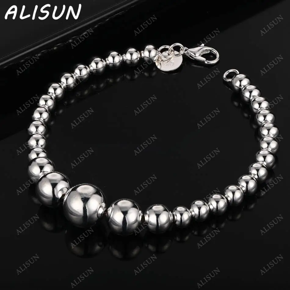 

ALISUN браслеты из стерлингового серебра 925 пробы с бусинами для женщин, очаровательные трендовые подарки на день рождения, модные вечерние ювелирные украшения