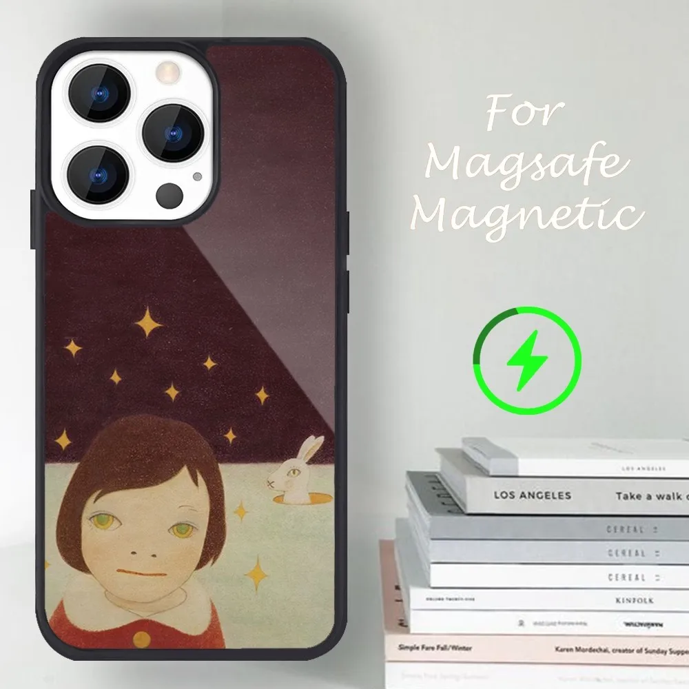 Yoshitomo Nara art painting Phone Case For iPhone 14 13 12 11 15 Pro Max Magsafe Magnetic