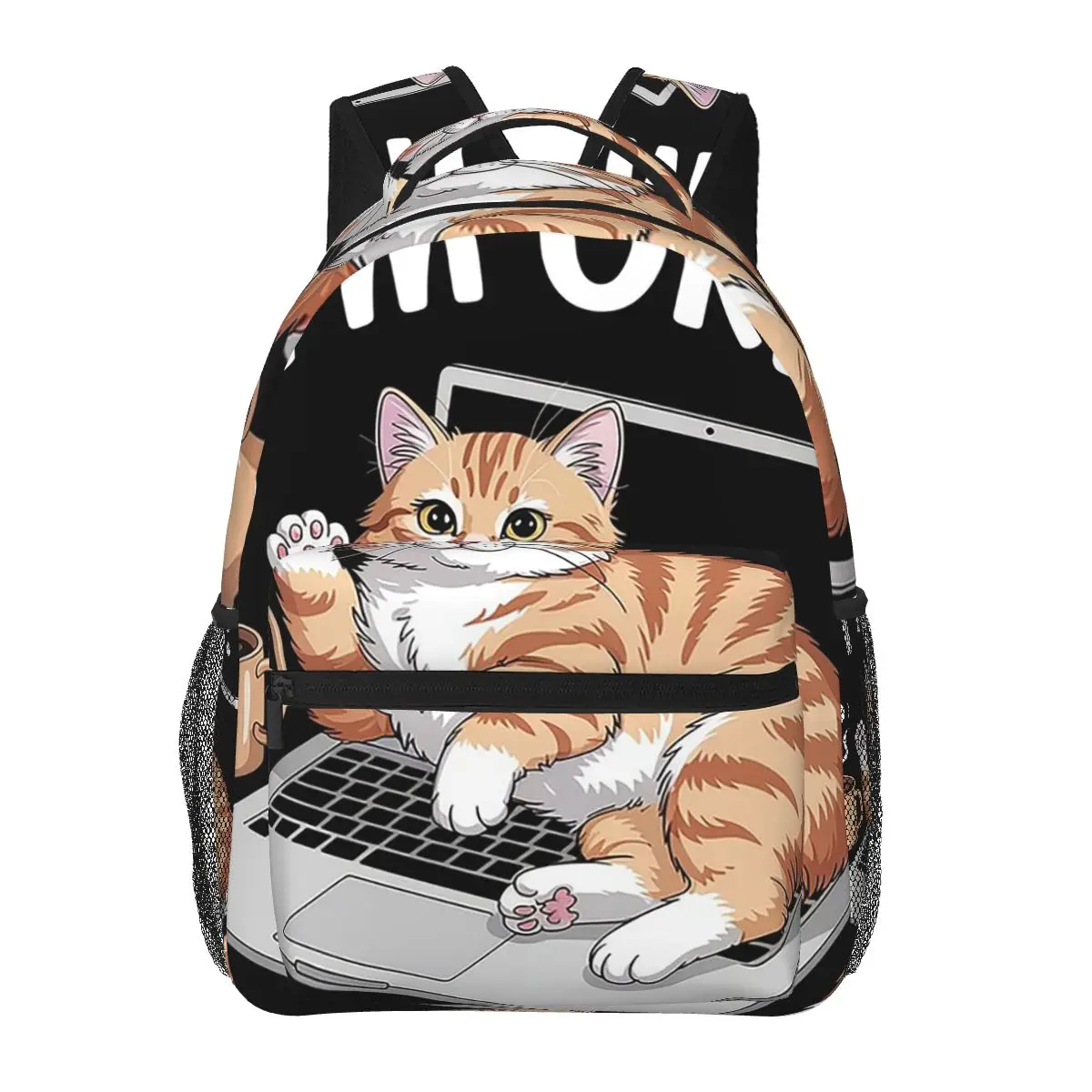 

Funny I'm Okay With Working Cats Student Backpack School Bag Hiking Travel Daypack for Men Women Fashion Bookbag Shoulder Bags