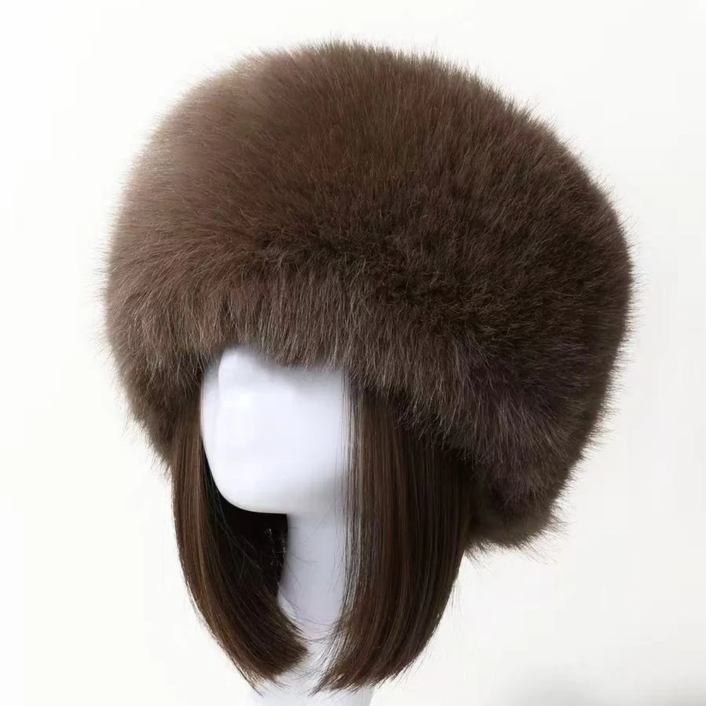 Hiver Imitation fourrure de renard garder au chaud bandeau Style russe écologique fausse fourrure chapeau poignets femme poignet manches gants fausse fourrure casquette