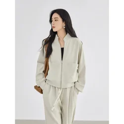 Korean Style Fashionable Commuting Sports Hoodie Two-piece Set for Women New Jacket Straight Leg Pants Casual Suit