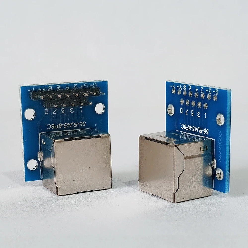 1/5 Stück RJ45-Buchse mit Breakout-Board und blauer LED-Licht-Schutzfolie, 2,54 mm DIP-Pin, Ethernet-Kristallbuchse, Test-PCB-Adapter – Detail 3