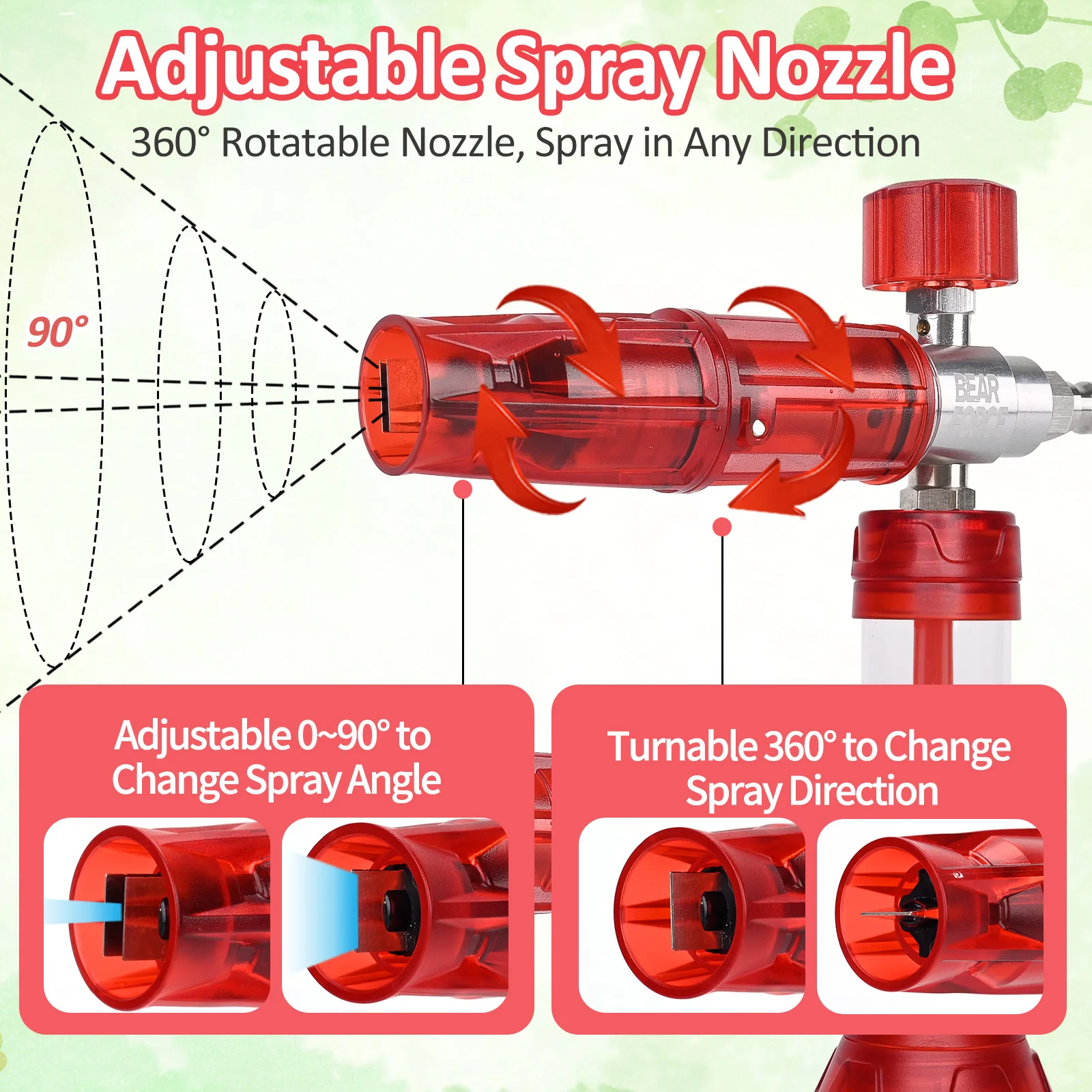 BEAR FORCE Upgraded Pressure Mini Foam Cannon Pro with 1/4" Quick Connector, 360°Adjustable Snow Foam Lance for Pressure Washer view 4