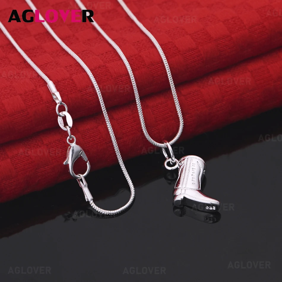 

AGLOVER 925 Sterling Silver Boot Pendant Necklace Women's All-match Commuter Accessory Party Jewelry