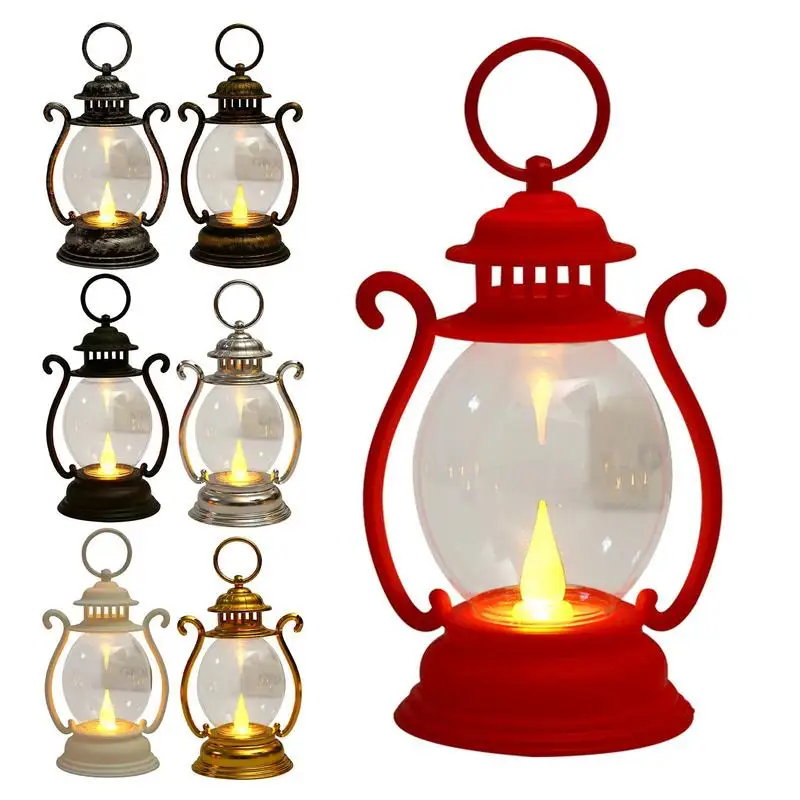 LED Vintage Lantern Flickering Flame Indoor Classic Tabletop Lantern Decor Patio Decorative Lanterns Battery Powered