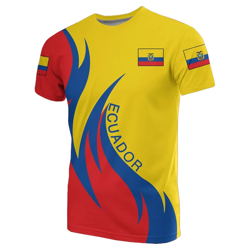 Ecuador Flag 3D Printed T-Shirt Men Women Summer Fashion Crew Neck Short Sleeve Tee Sportswear Casual Loose Streetwear Tops