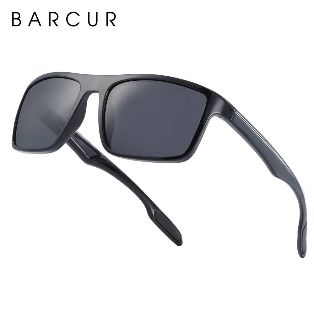 BARCUR Brand Men Sunglasses TR90 Frame Ultralight Polarized Sun Glasses For Square Eyewear UV400 Women sunglasses