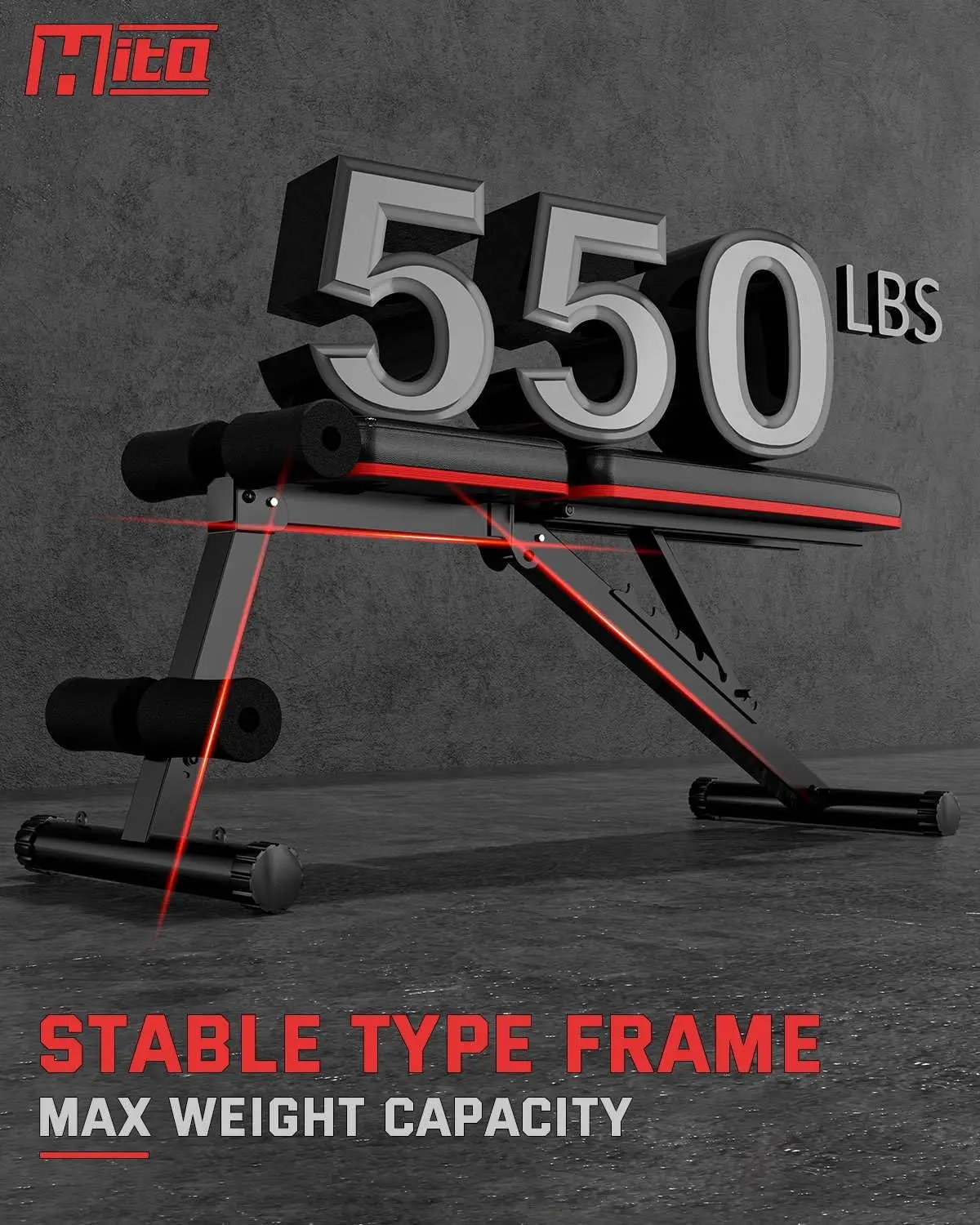 Adjustable Weight Bench for Full Body Exercise, Foldable Strength Training Bench Press with Resistance Bands for Home