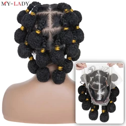 My-Lady 6inch Synthetic Full Lace Wig Small Ball Braided Wigs For Black Women Daily Use Afro 220g Knotless Cosplay Braiding Wig