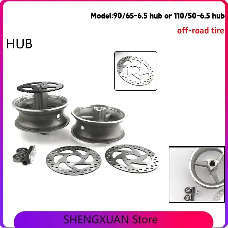 

90/65-6.5 front or 110/50-6.5 rear Aluminum Wheel hub Sprocket Brake disc Axle bearing fits 49cc Mini Dirt Bike e Scooter Moto